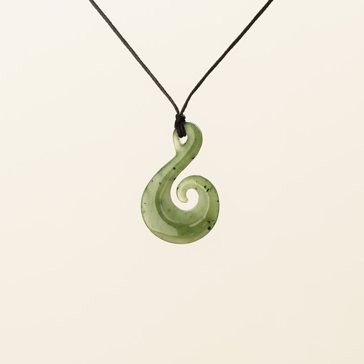 Medium Wave Hei Matau Greenstone Pendant