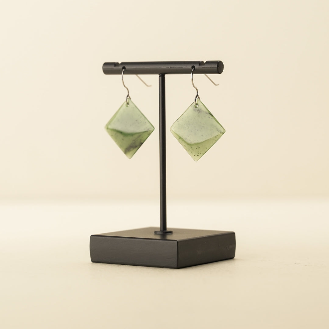 Greenstone Square Drop Earrings