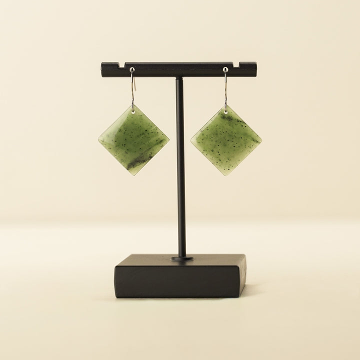Greenstone Square Drop Earrings