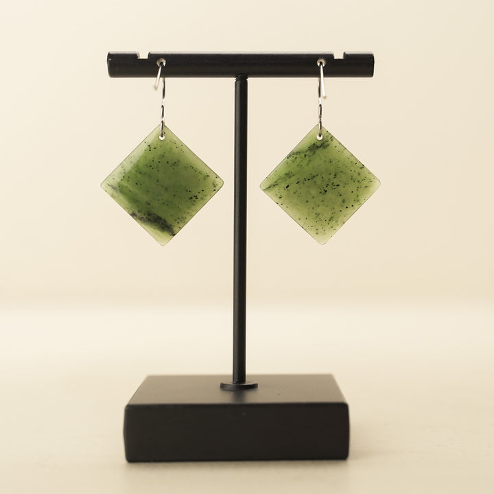 Greenstone Square Drop Earrings
