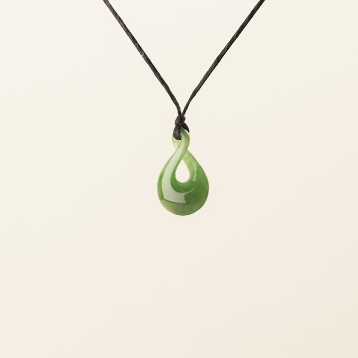 Greenstone Small Teardrop Single Pikorua Pendant