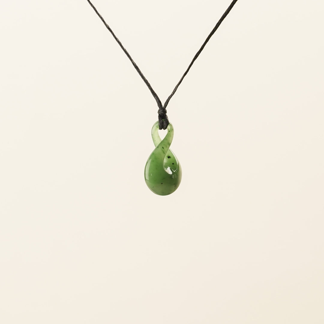 Greenstone Small Teardrop Single Pikorua Pendant