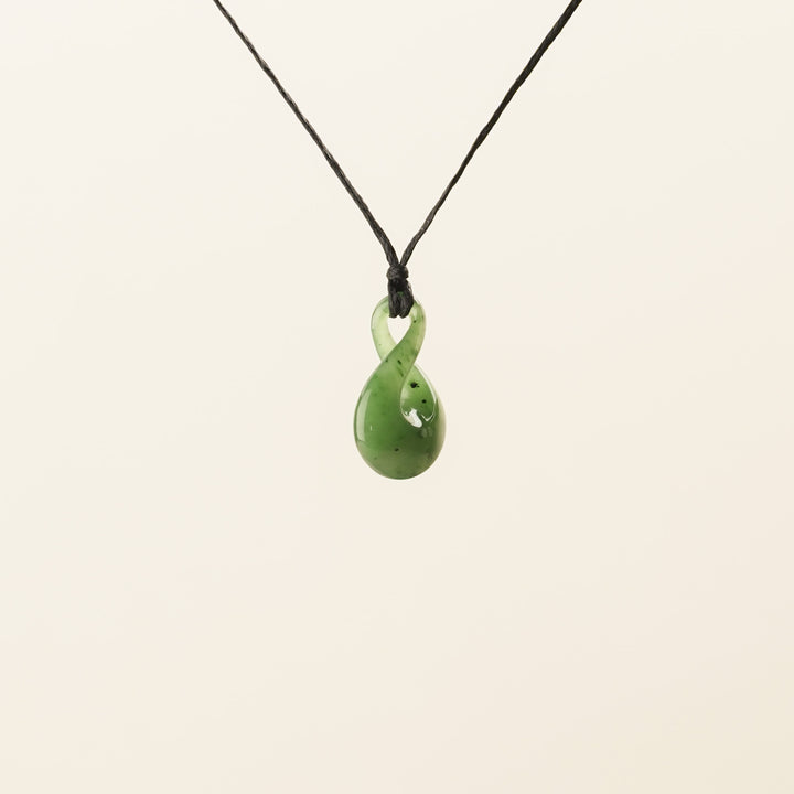 Greenstone Small Teardrop Single Pikorua Pendant