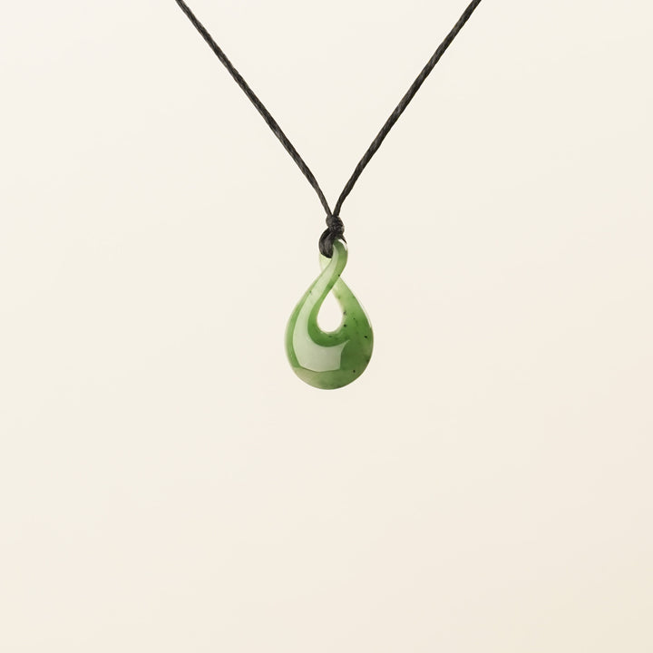 Greenstone Small Teardrop Single Pikorua Pendant
