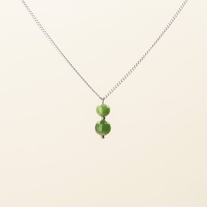 Greenstone Double Bead Dangle Necklace