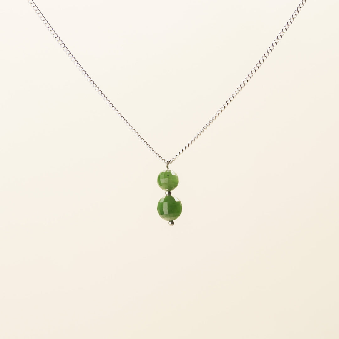 Greenstone Double Bead Dangle Necklace