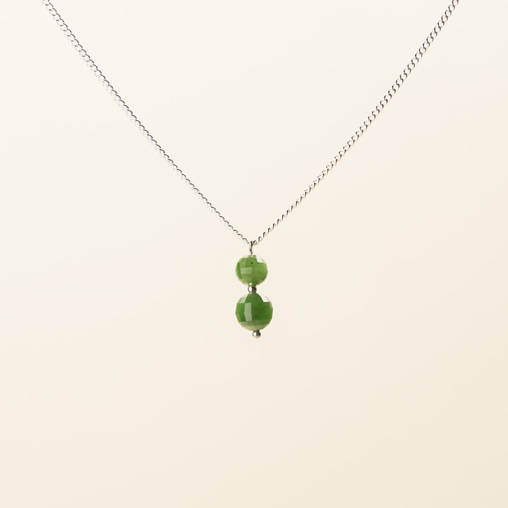 Greenstone Double Bead Dangle Necklace