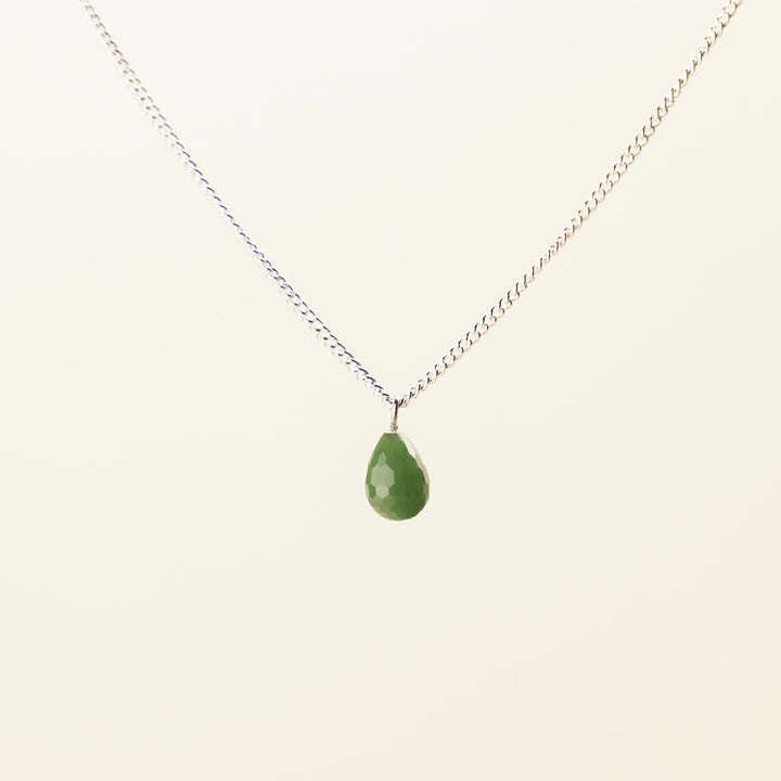 Greenstone Faceted Teardrop Necklace