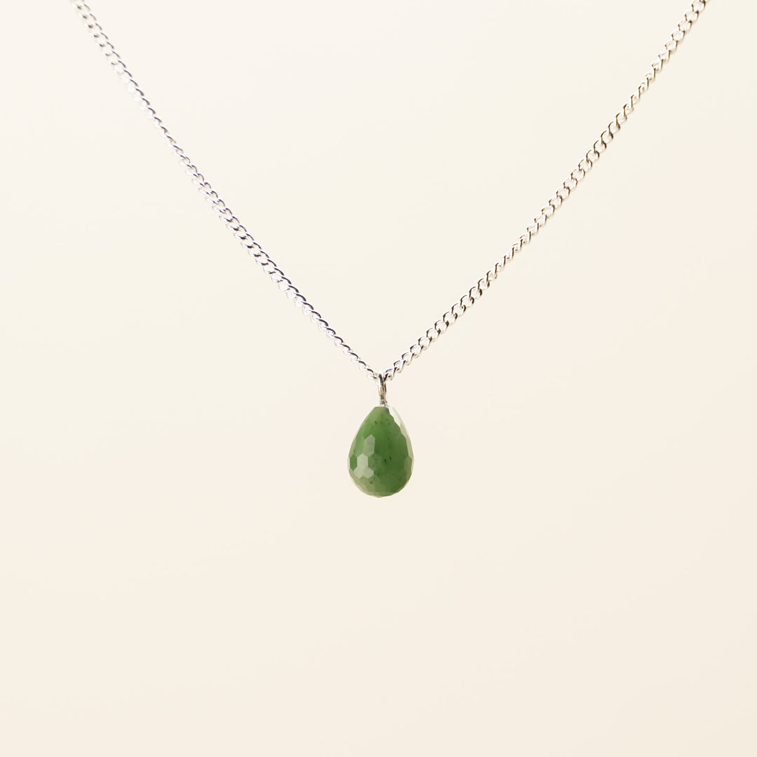 Greenstone Faceted Teardrop Necklace