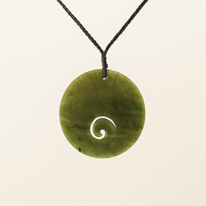 Kawakawa Large Porowhita Koru Pounamu Pendant