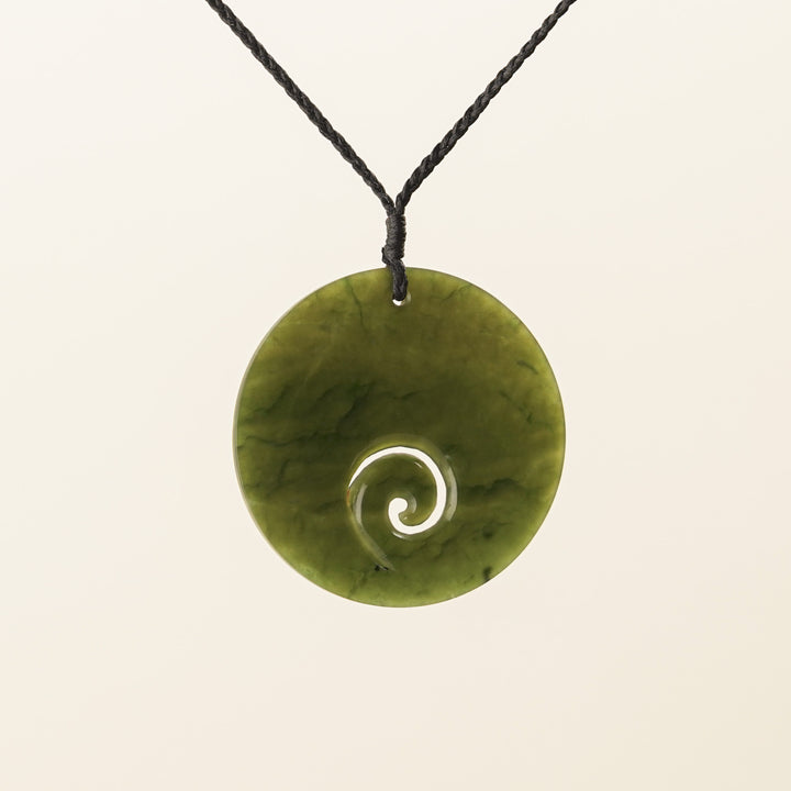 Kawakawa Large Porowhita Koru Pounamu Pendant