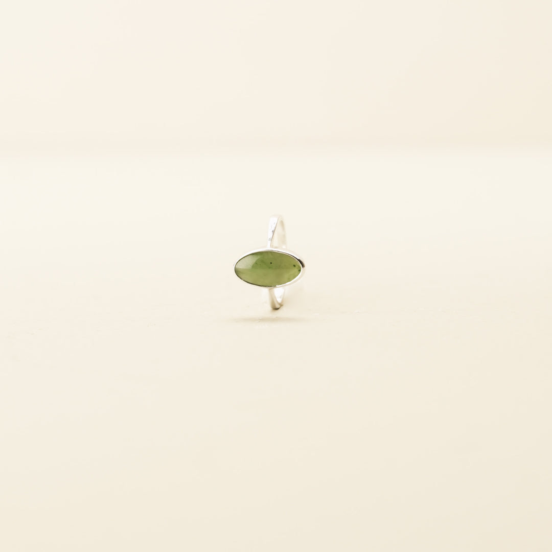 Pounamu Elongated Oval Bezel Sterling Silver Ring