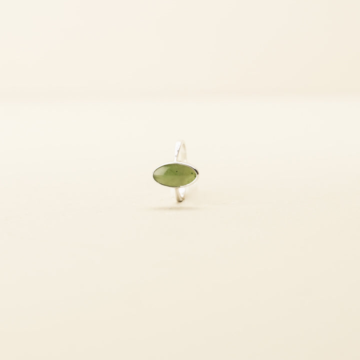 Pounamu Elongated Oval Bezel Sterling Silver Ring