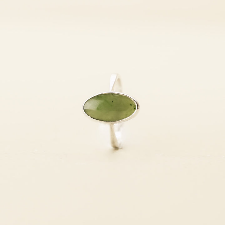 Pounamu Elongated Oval Bezel Sterling Silver Ring