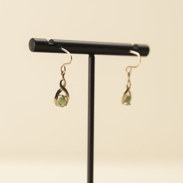 Kahurangi Pounamu Pikorua Twist 9k Yellow Gold Drop Earrings