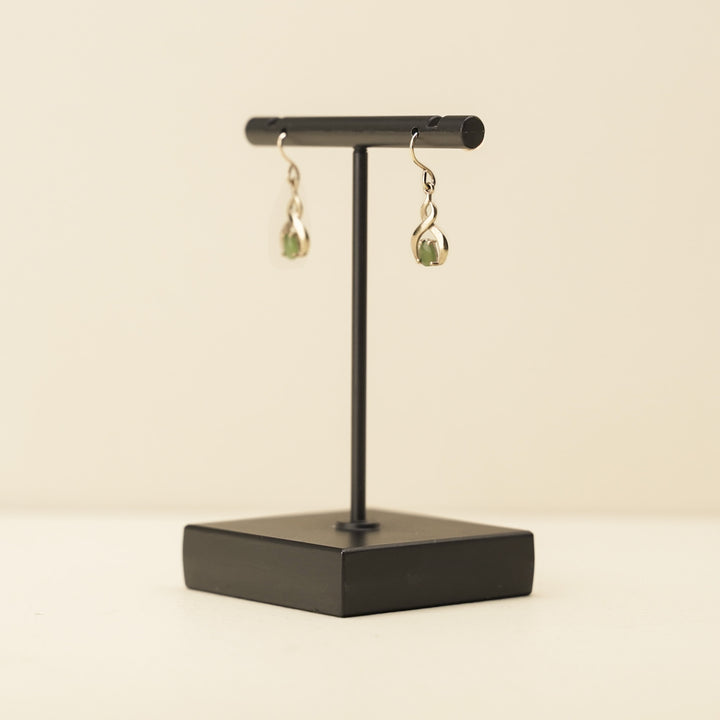Kahurangi Pounamu Pikorua Twist 9k Yellow Gold Drop Earrings