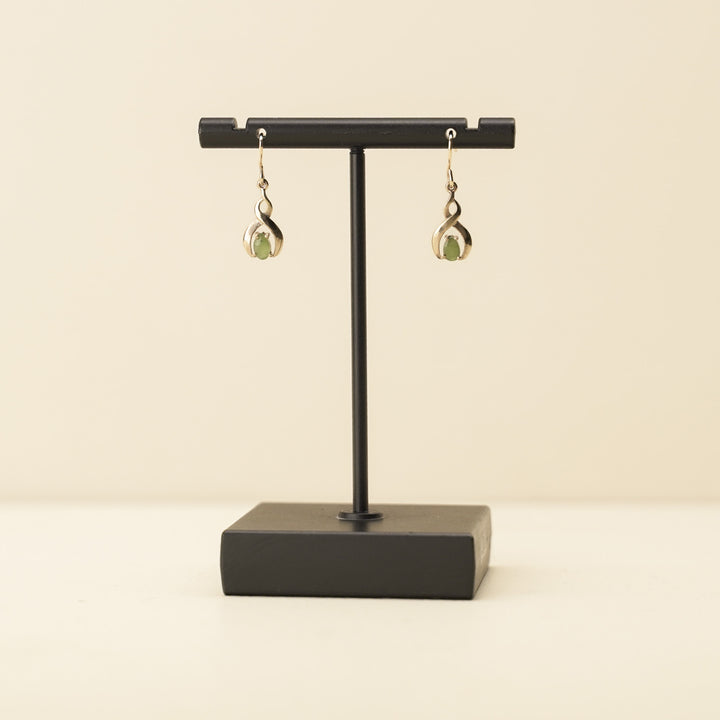 Kahurangi Pounamu Pikorua Twist 9k Yellow Gold Drop Earrings