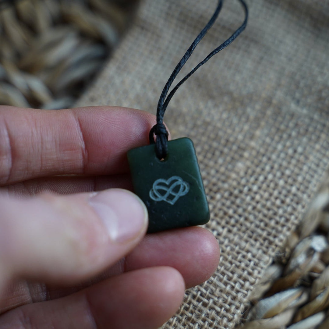 Natural greenstone drop pendant
